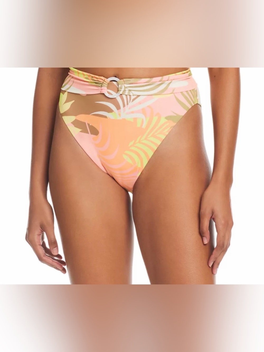 Sanctuary Camo Palms High Rise Bikini Bottoms Tropical Ring Detail NWT Medium